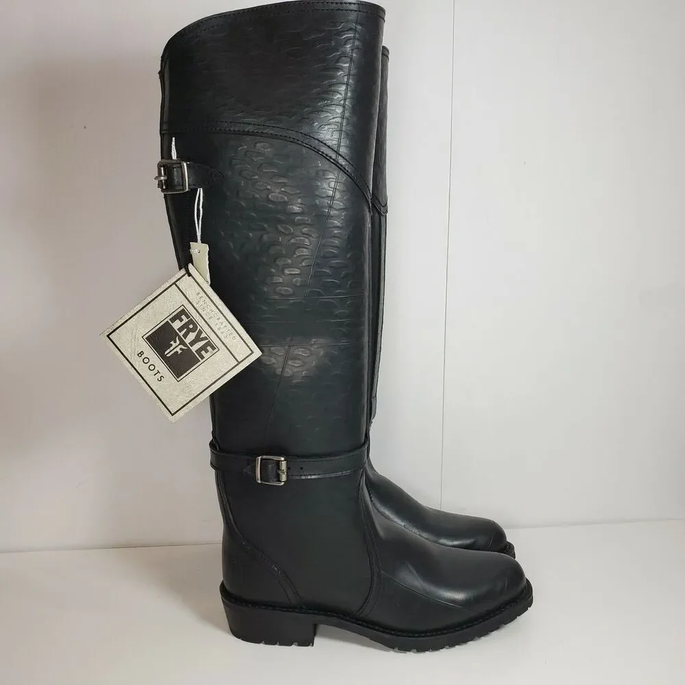 Frye Women boots Dorado knee high Rubber Rabbit Lined Lug Riding 6 fit 5.5 new